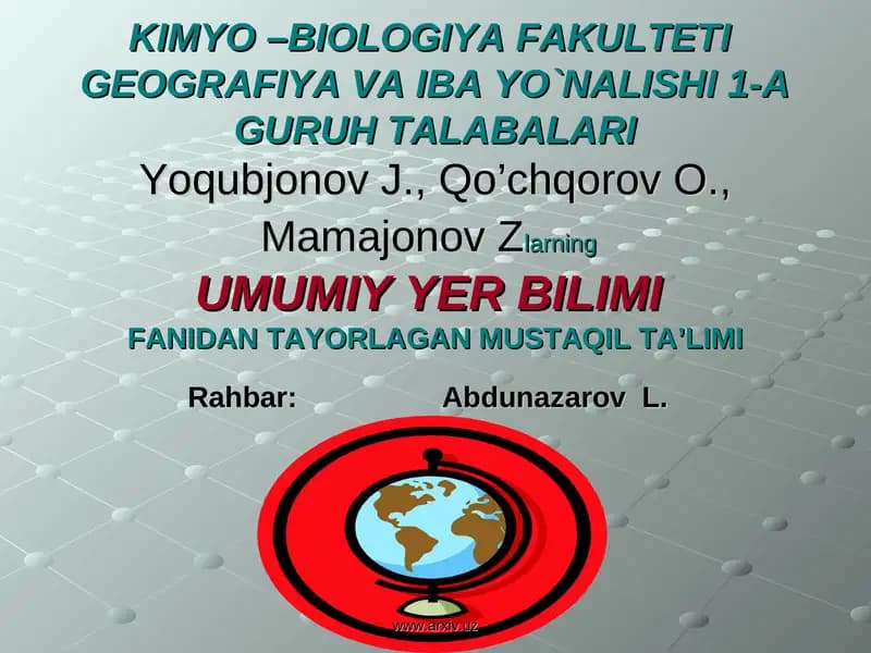 UMUMIY YER BILIMI