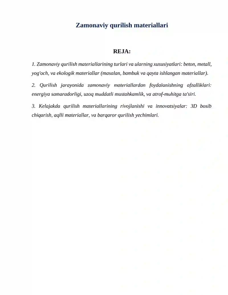 Zamonaviy qurilish materiallari