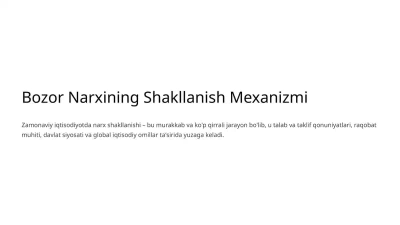 Bozor Narxining Shakllanish Mexanizmi