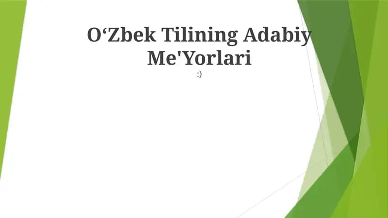 Oʻzbek Tilining Adabiy Me'Yorlari:)