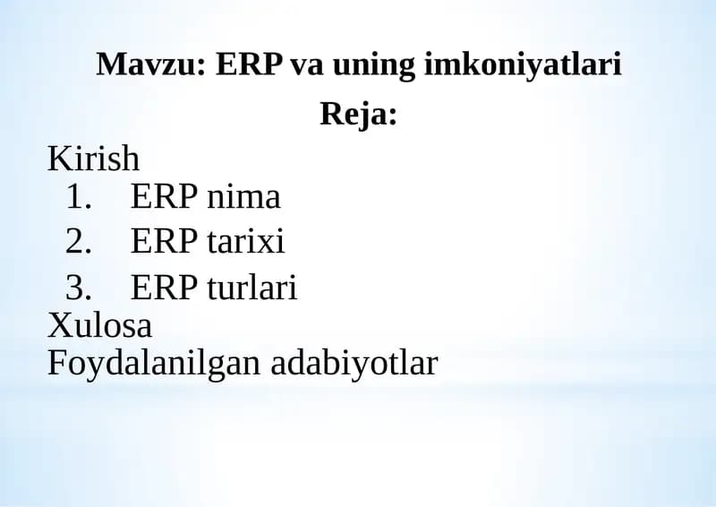 ERPning imkoniyatlari