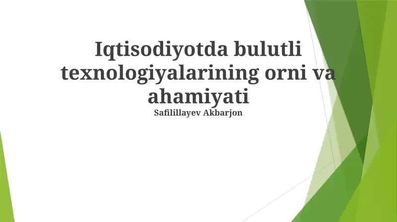 Bulut Texnologiyalarining Iqtisodiy O'sishi