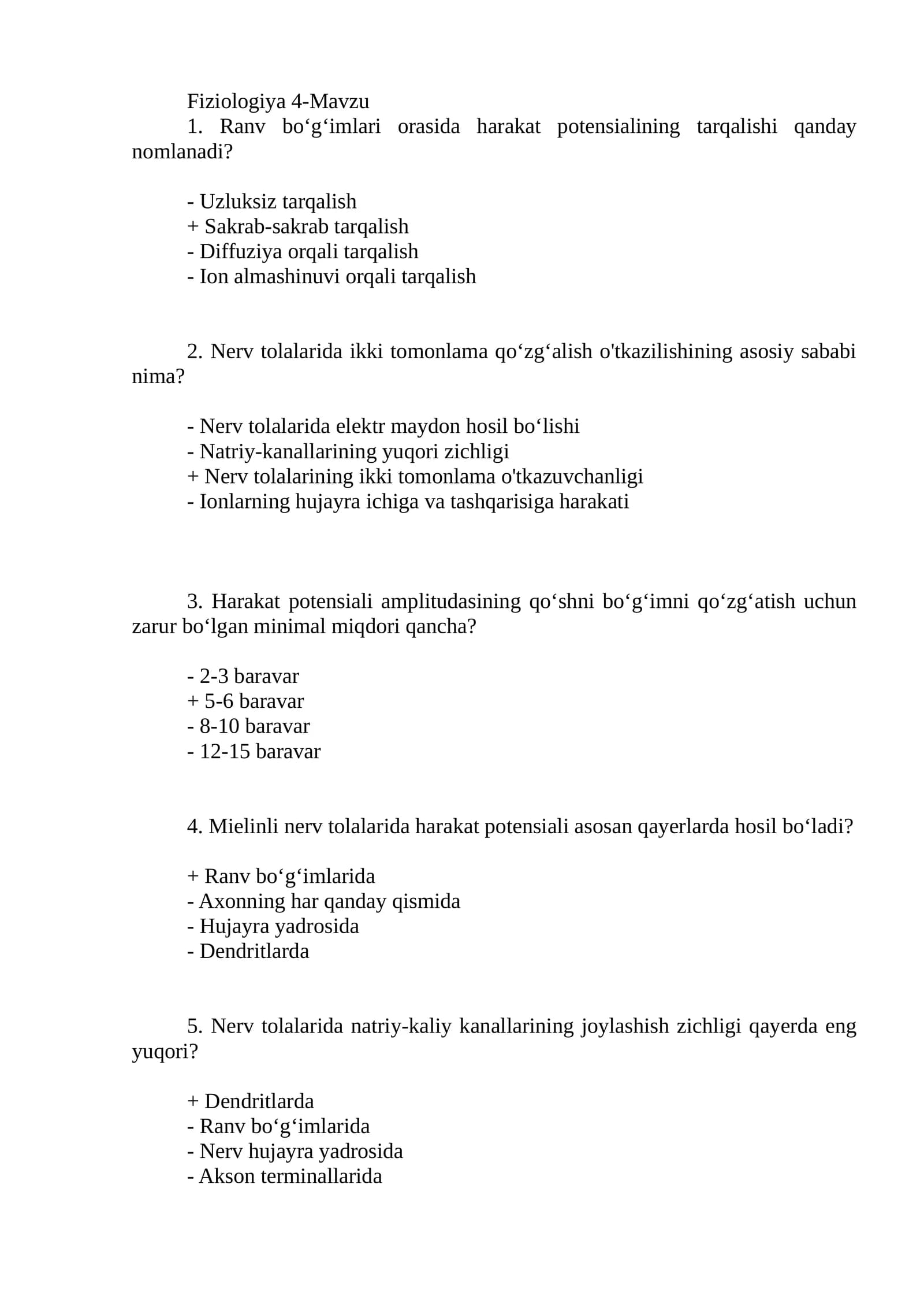 Fiziologiya 4-Mavzu