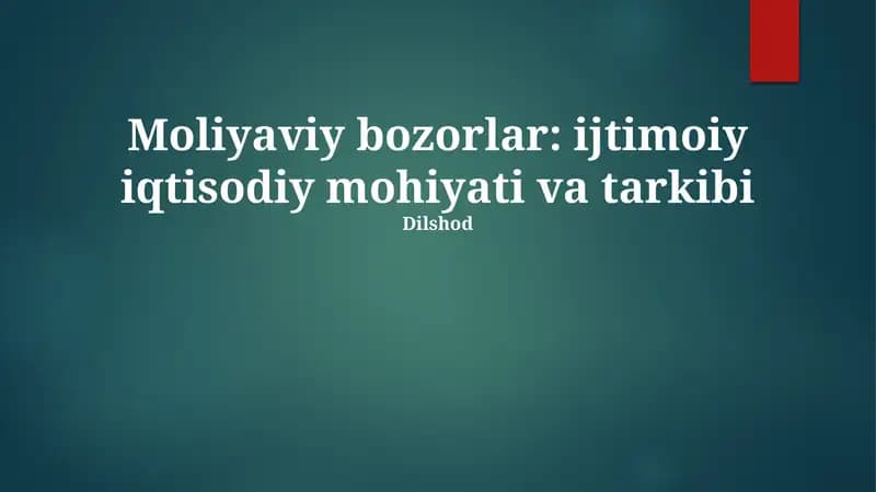 Moliyaviy bozorlar