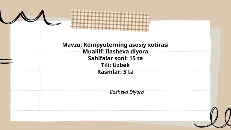 Kompyuterning asosiy xotirasi