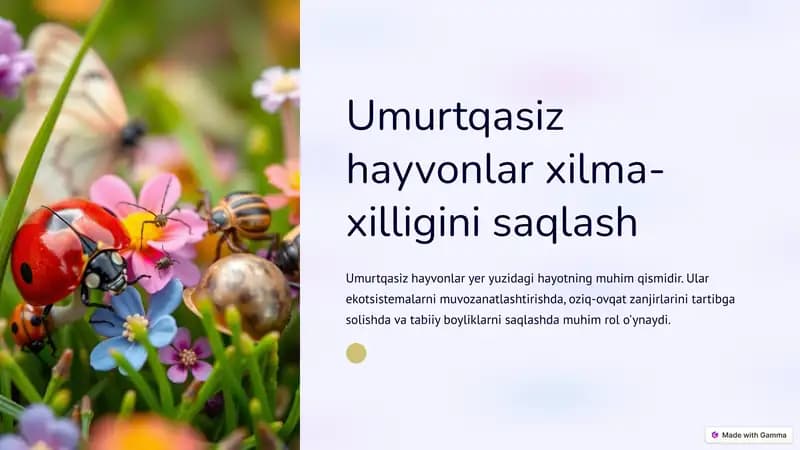 Umurtqasiz hayvonlar xilma-xilligini saqlash