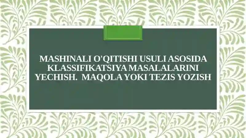 Mashina o'qitish metodologiyasi