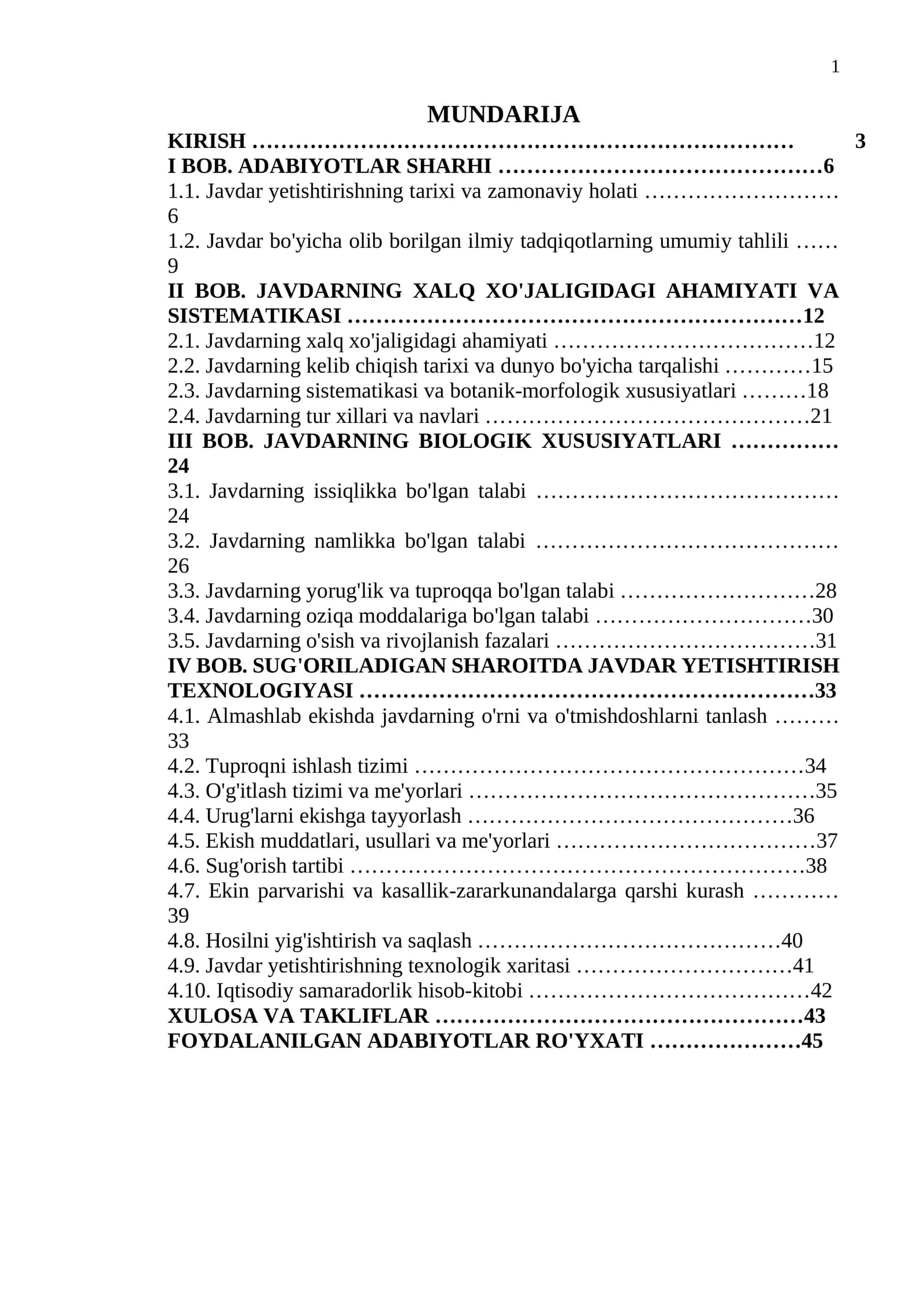 Javdarning Biologik Xususiyatlari