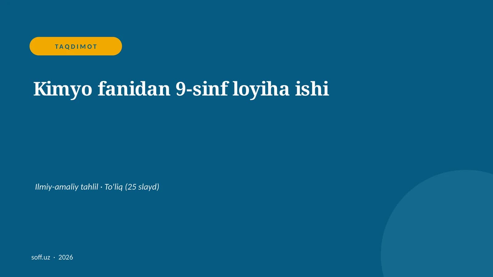 Kimyo fanidan 9-sinf loyiha ishi