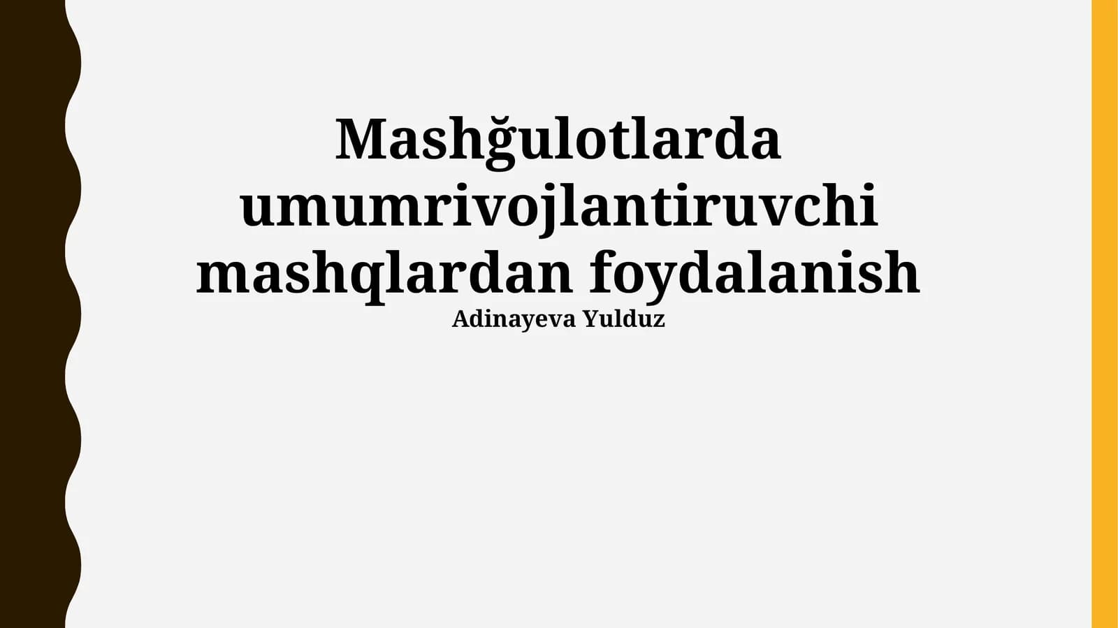 Umumiy Rivojlantirish Mashqlari