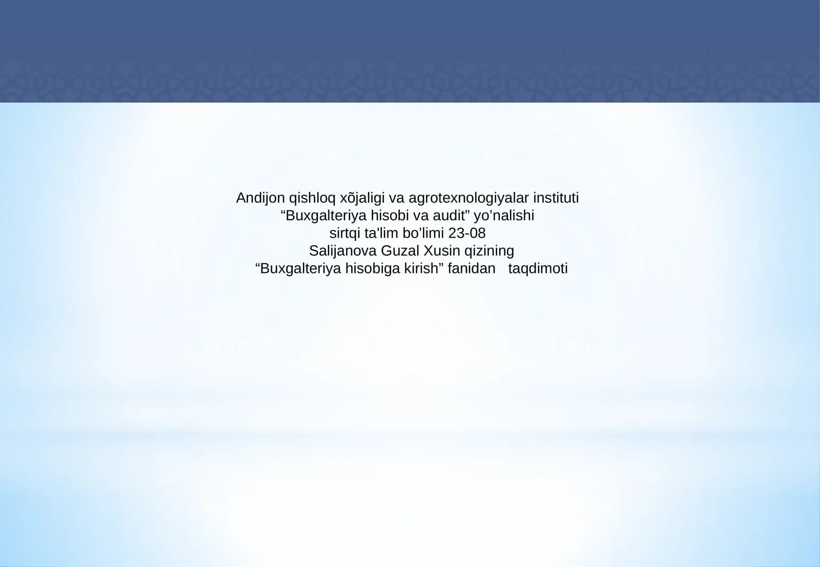 Buxgalteriya hisobiga kirish