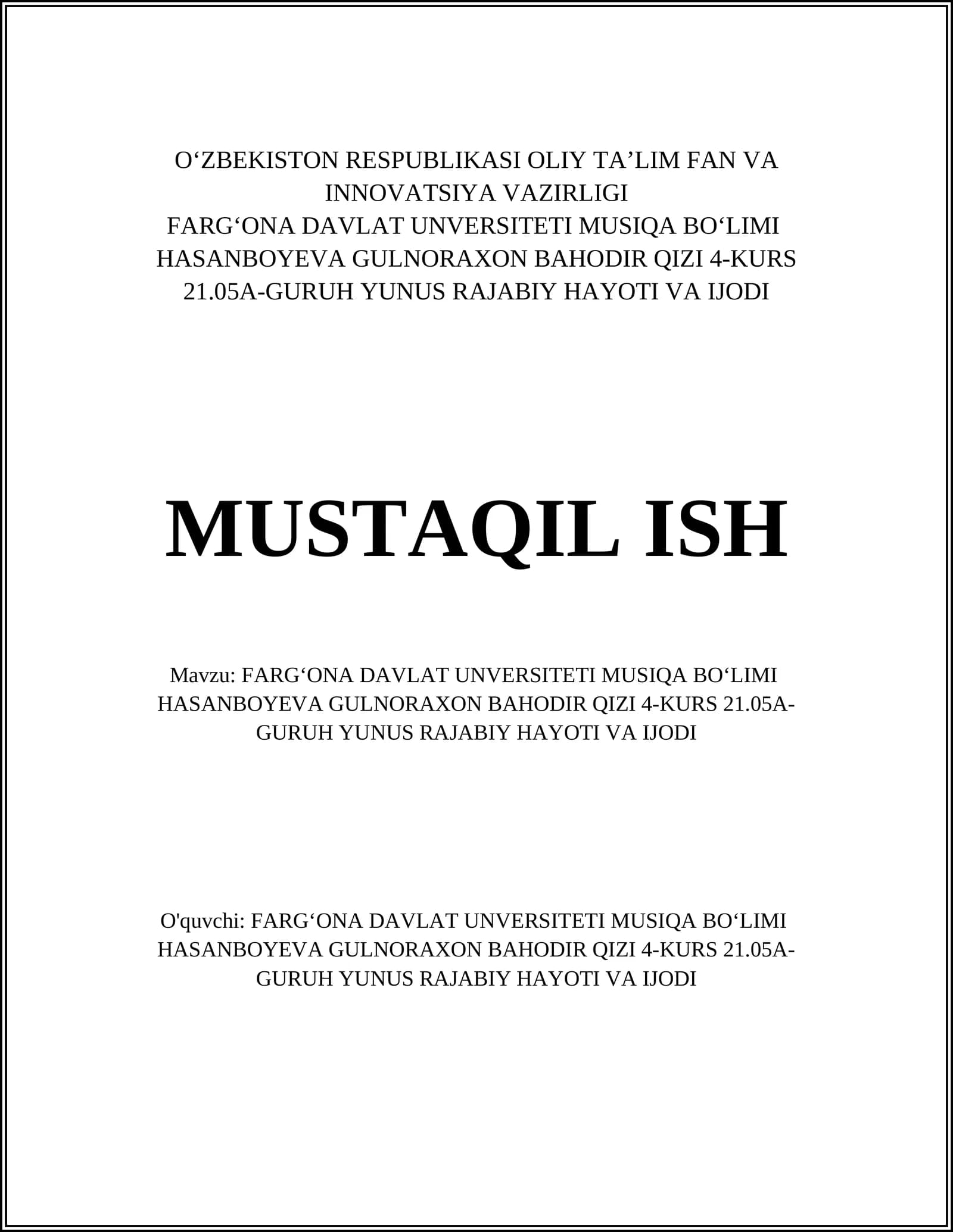 Yunus Rajabiy Hayoti va Ijodi