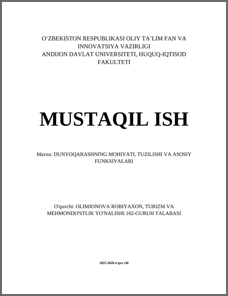 Dunyoqarashning Mohiyati