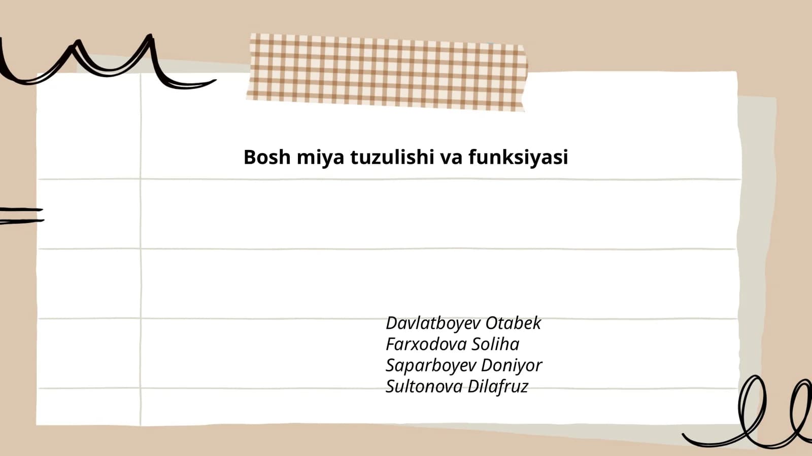 Bosh miya tuzulishi va funksiyasi