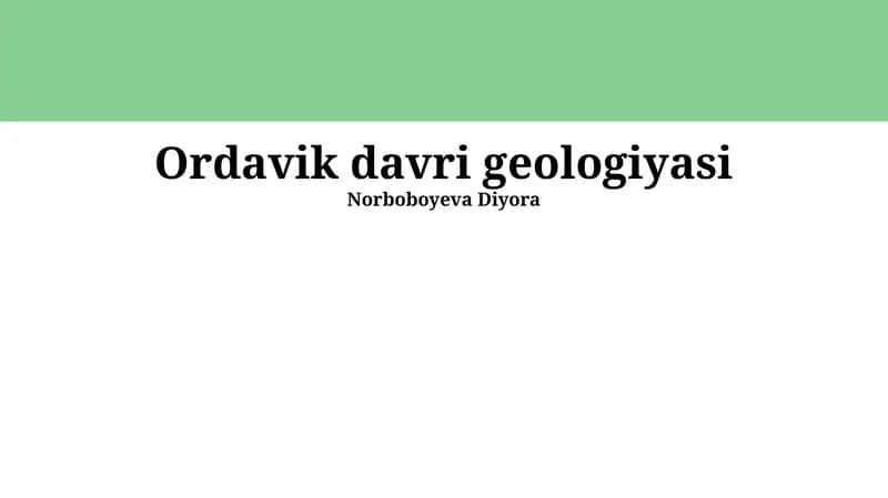 Ordavik davri geologiyasi