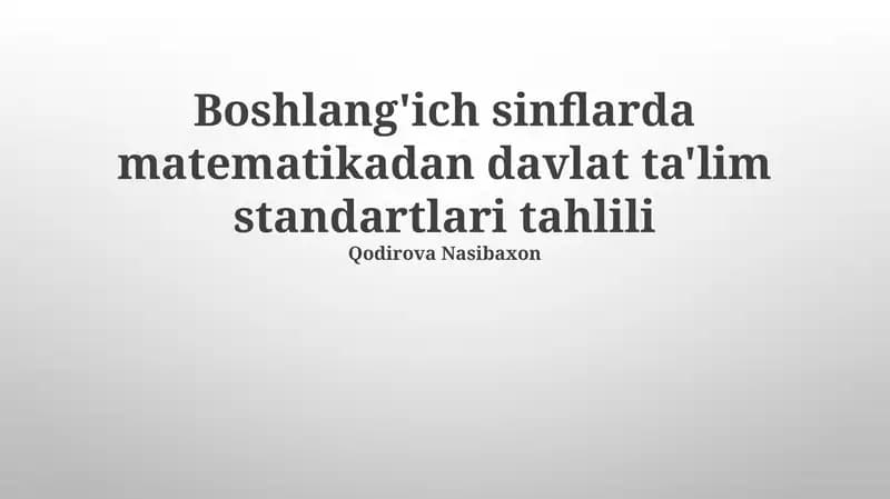 Davlat Ta'lim Standartlarini Tahlil qilish