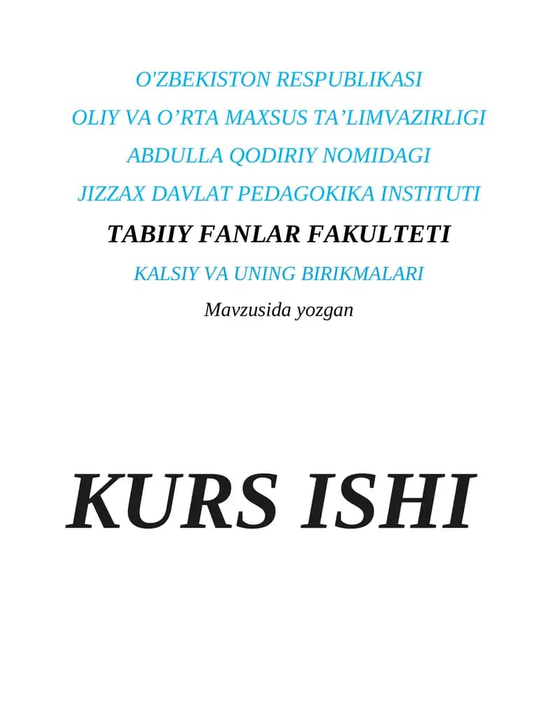 Kalsiy va uning birikmalari