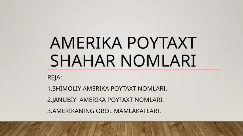 Amerika poytaxt shahar nomlari