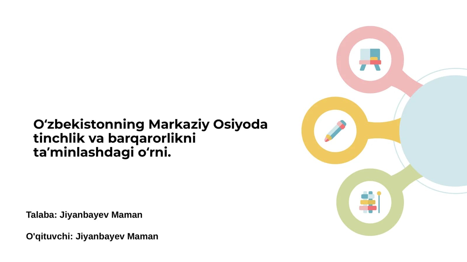 O‘zbekiston Markaziy Osiyoda tinchlik va barqarorlik