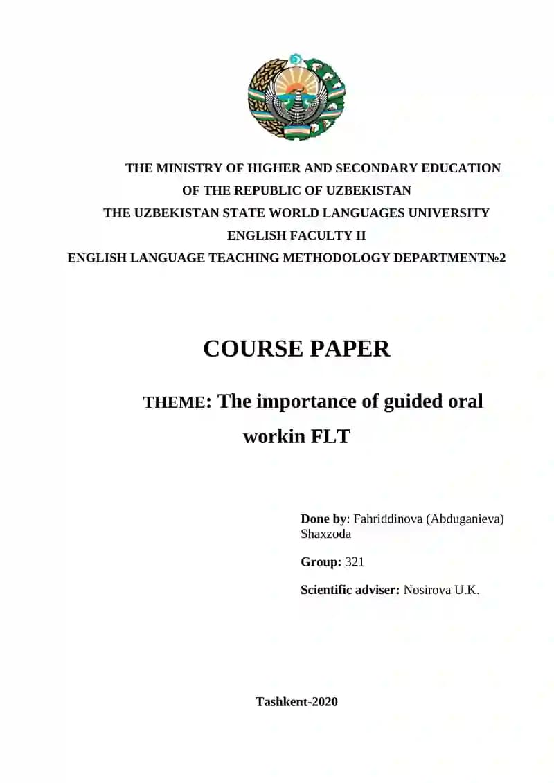 COURSE PAPER The importance of guided oral workin FLT