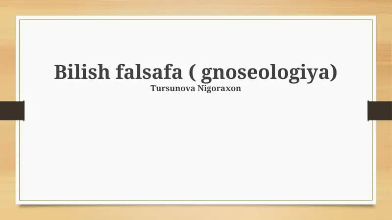Bilish falsafa (gnoseologiya)