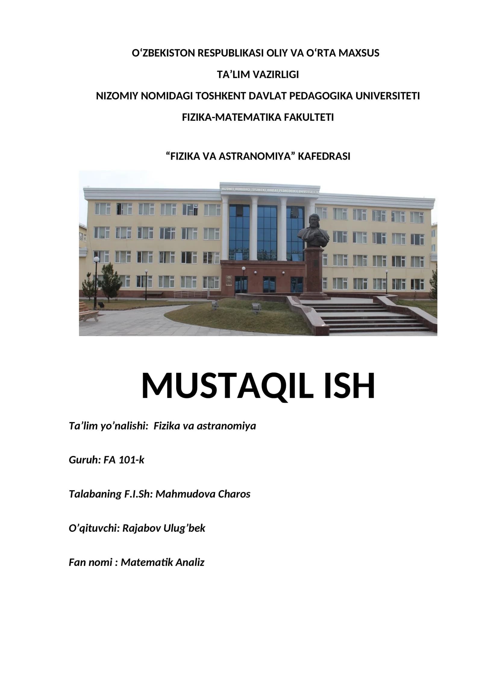 Matematik Analiz Parametriklar