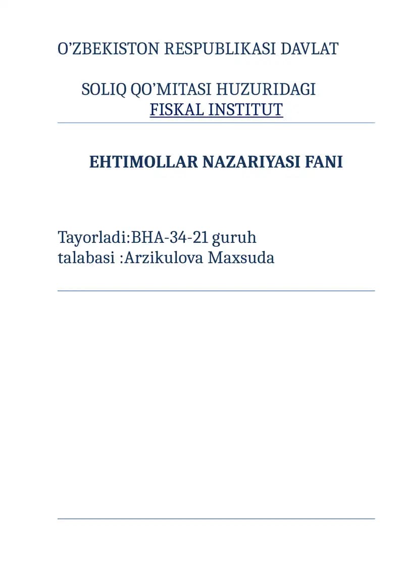 EHTIMOLLAR NAZARIYASI FANI