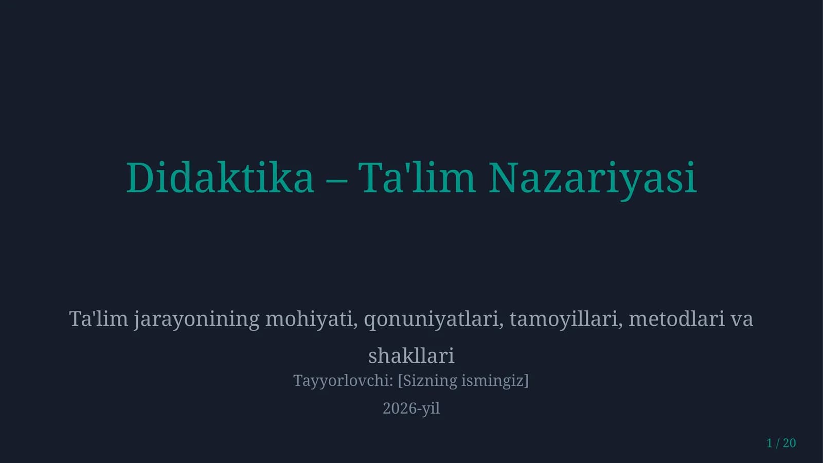 Didaktika – ta'lim nazariyasi