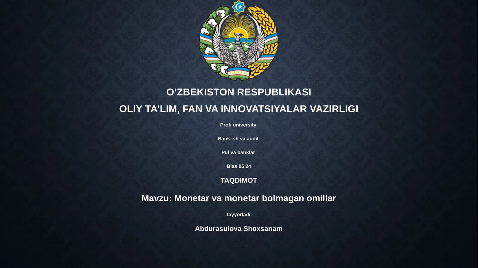 Monetar va monetar bolmagan omillar