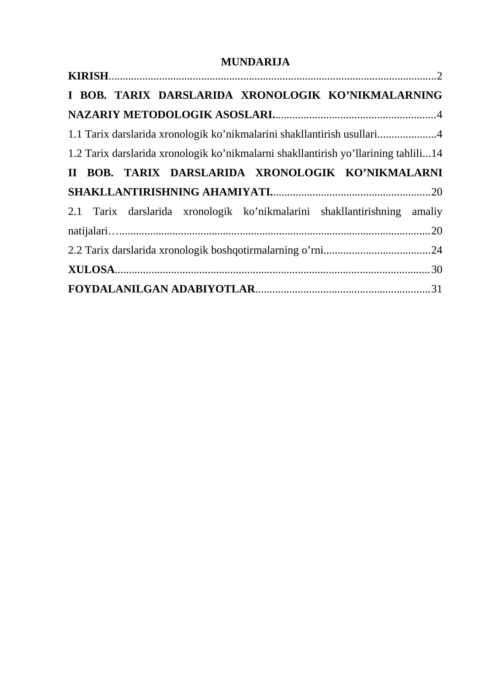 Xronologik Ko'nikmalar Tarixi