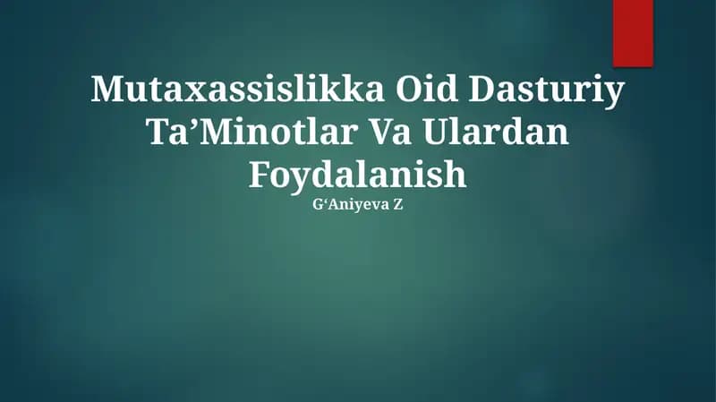 Mutaxassislikka OID Dasturiy Ta'minotlar