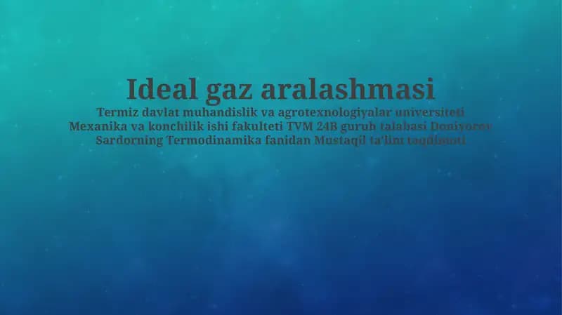 Ideal gaz aralashmasi