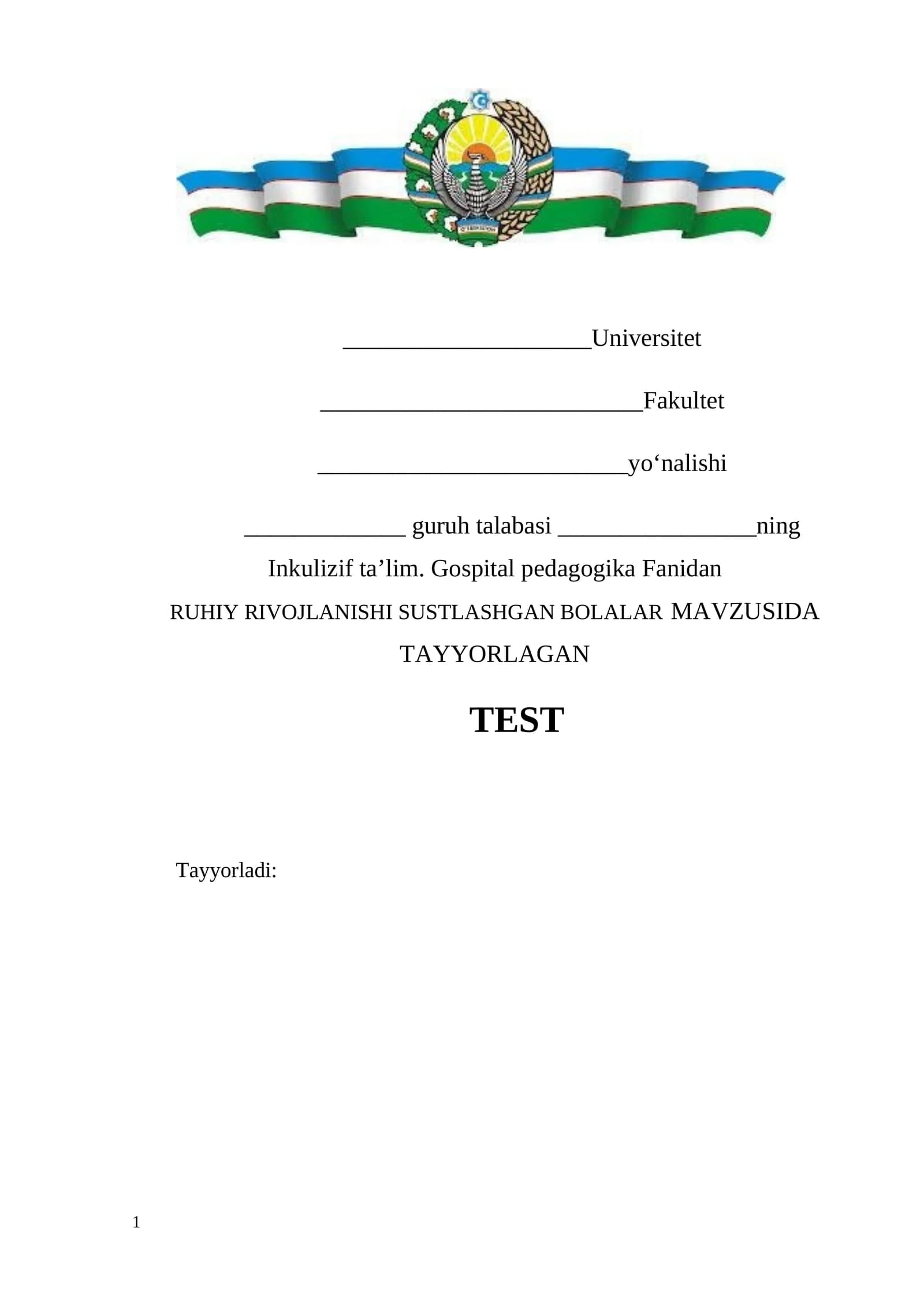 RUHIY RIVOJLANISHI SUSTLASHGAN BOLALAR