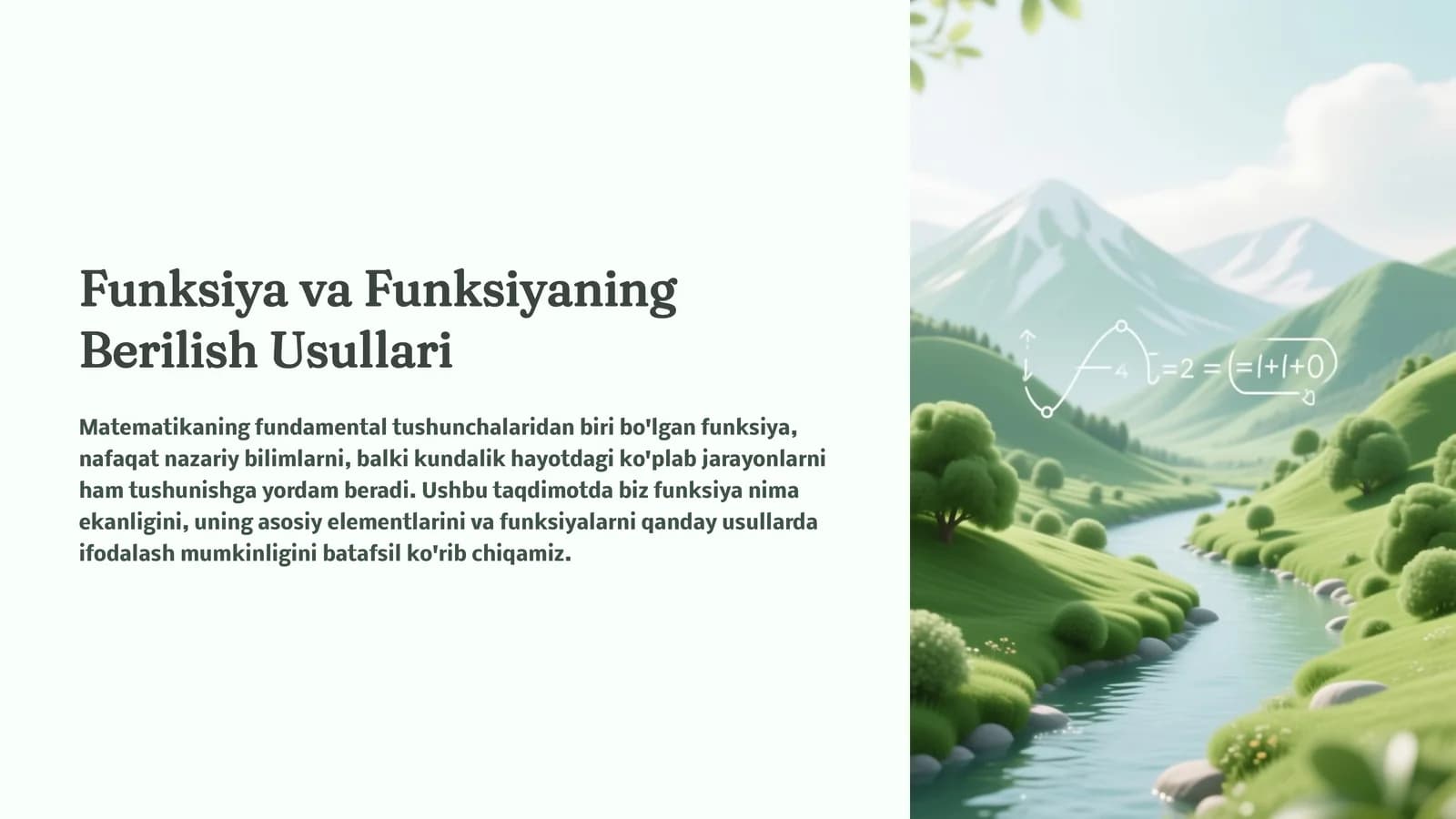 Funksiya va Funksiyaning Berilish Usullari