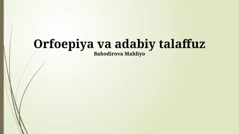 Orfoepiya va adabiy talaffuz