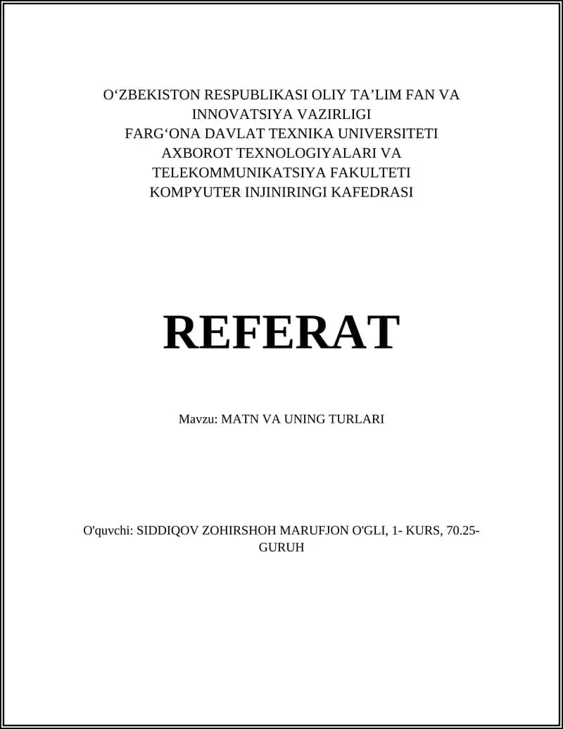 MATN VA UNING TURLARI