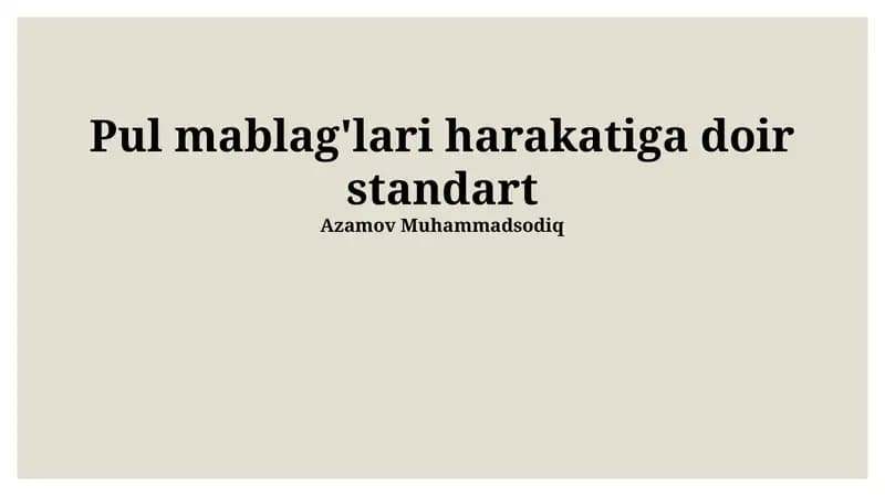Naqd mablag'lar harakati va uning tahlili