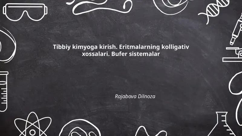 Tibbiy kimyoga kirish