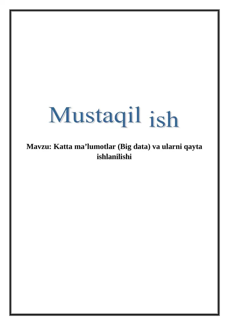 Katta ma’lumotlar (Big data)