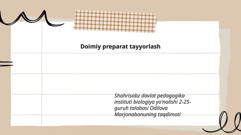 Doimiy preparat tayyorlash