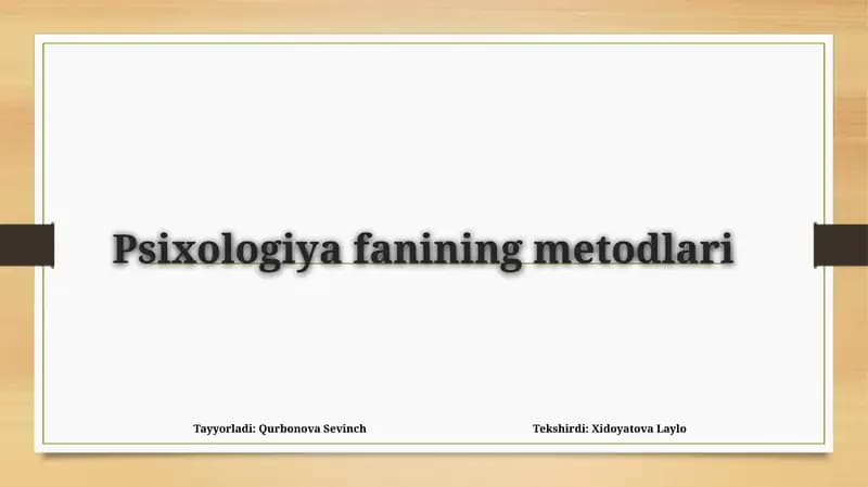 Psixologiya fanining metodlari