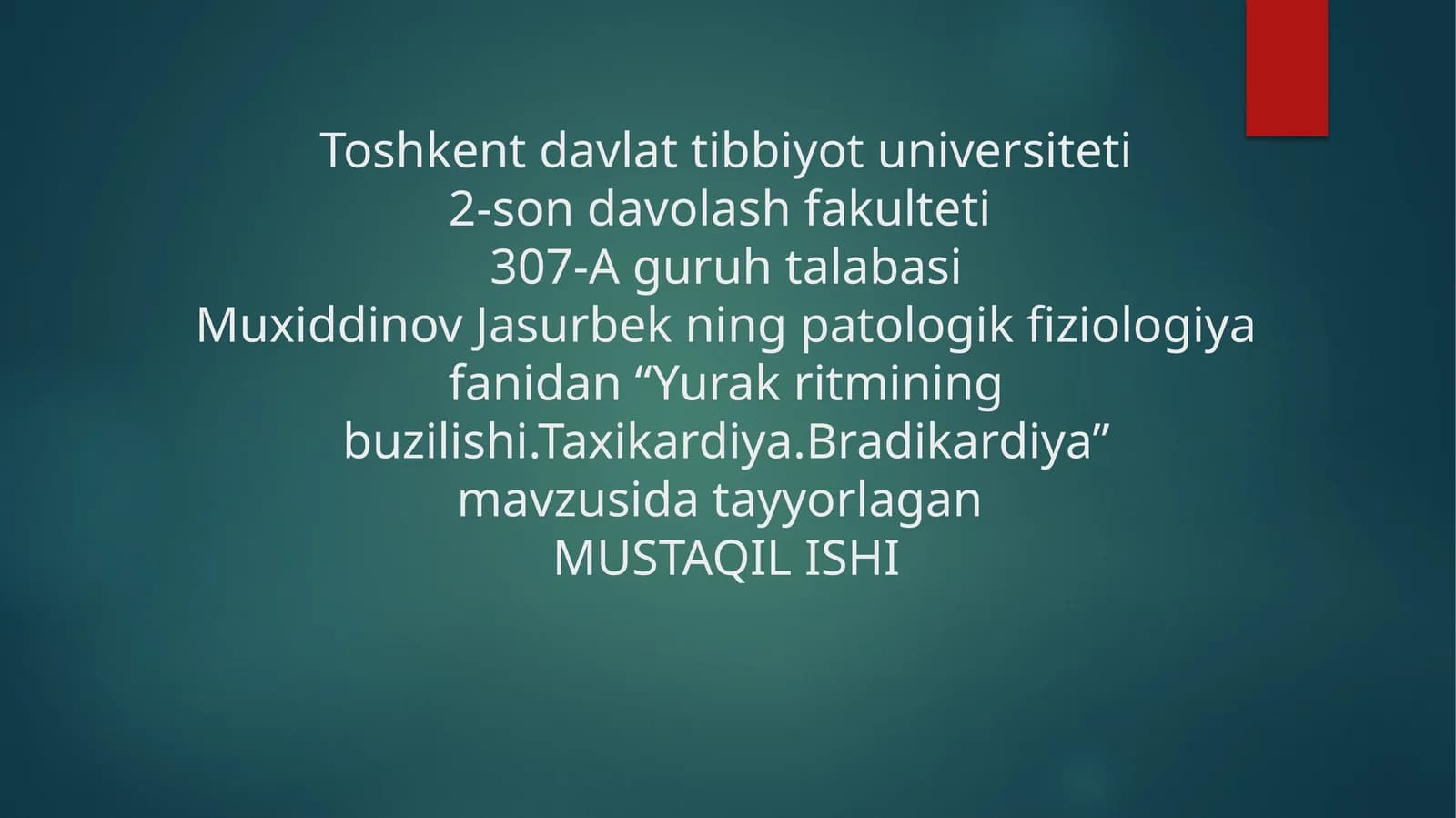 Yurak ritmining buzilishi. Taxikardiya. Bradikardiya