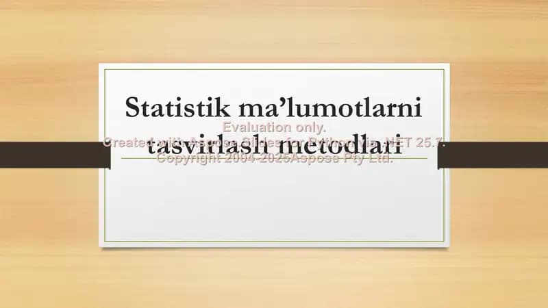 Statistik ma’lumotlarni tasvirlash metodlari
