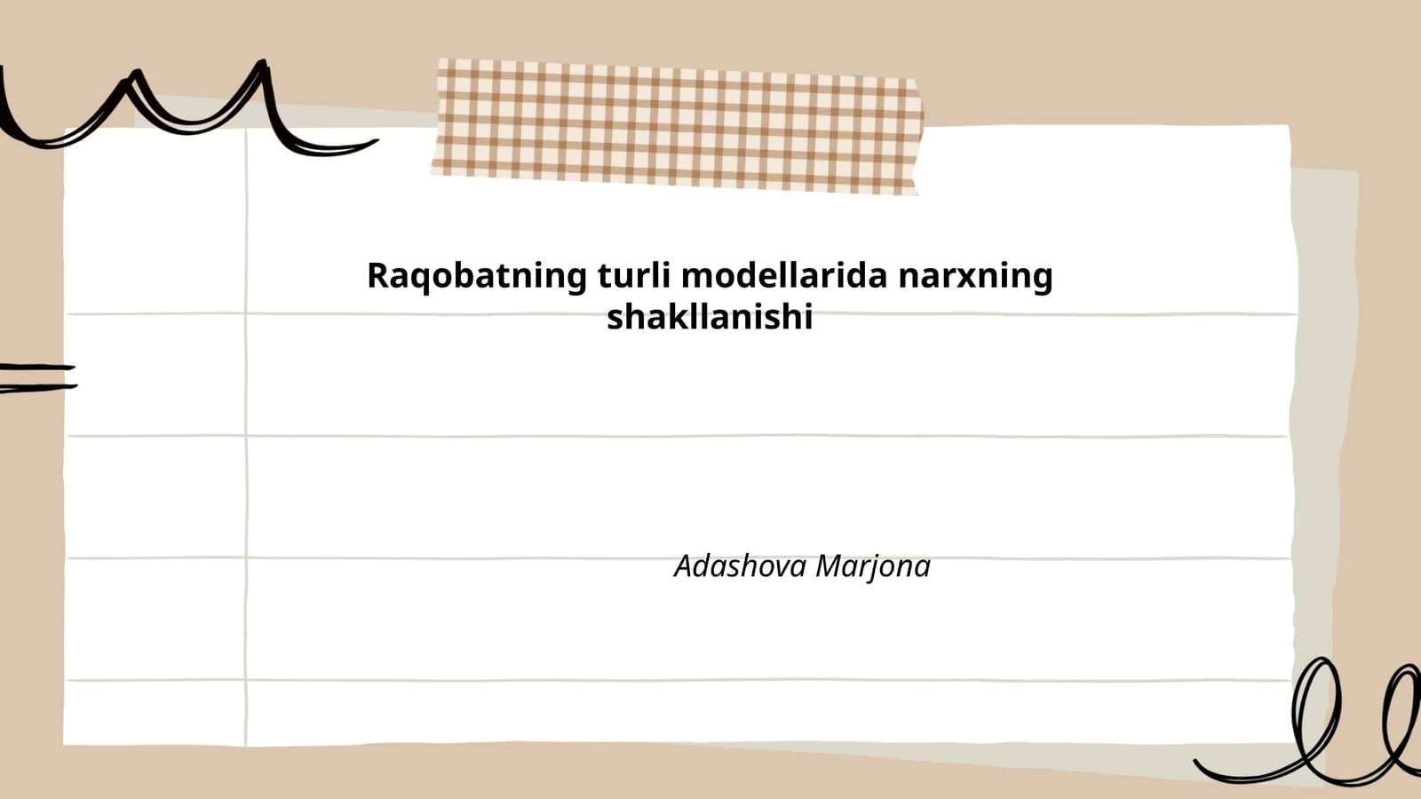 Erkin raqobat modeli va narx shakllanishi