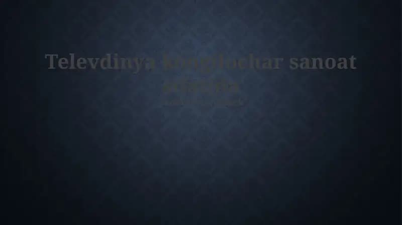 Televideniye dasturlarini ishlab chiqarish jarayoni