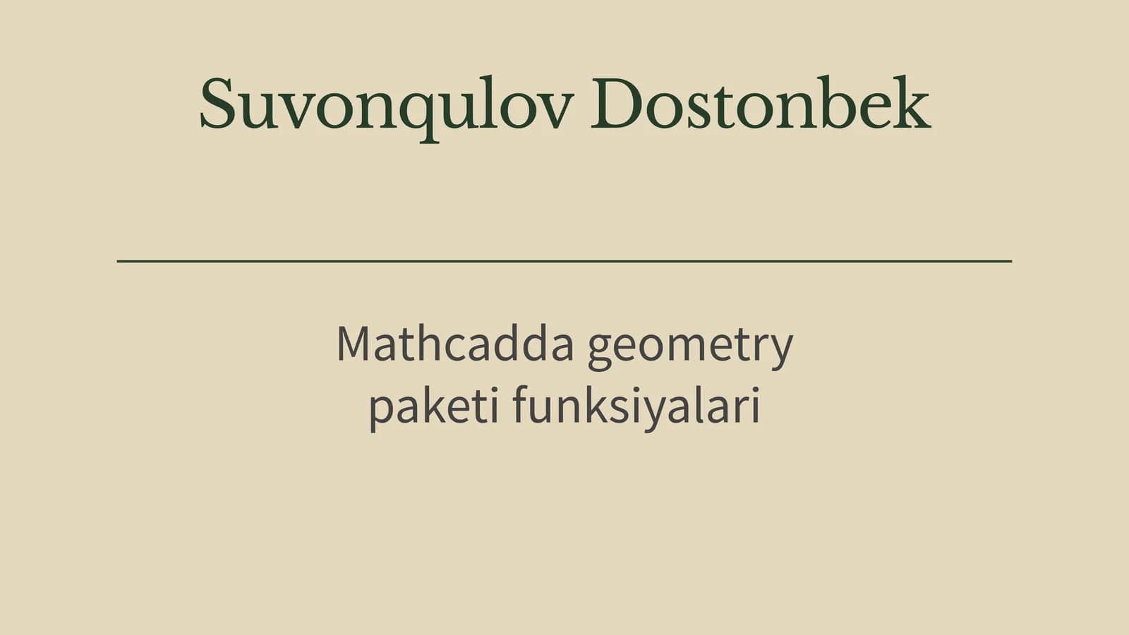 Mathcad’da Geometry Paketi va Uning Funksiyalari