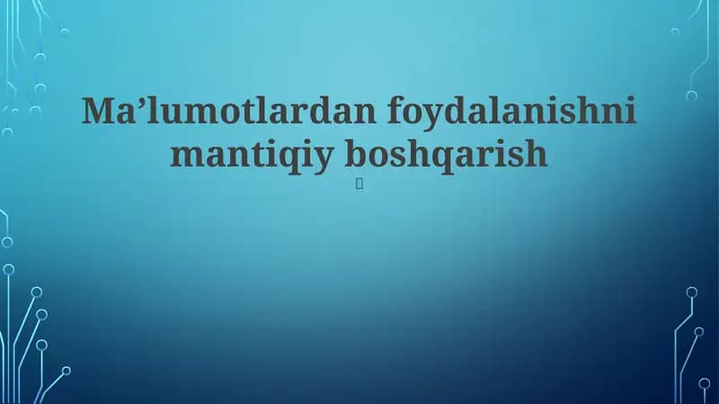 NoSQL Ma'lumotlar Bazalari