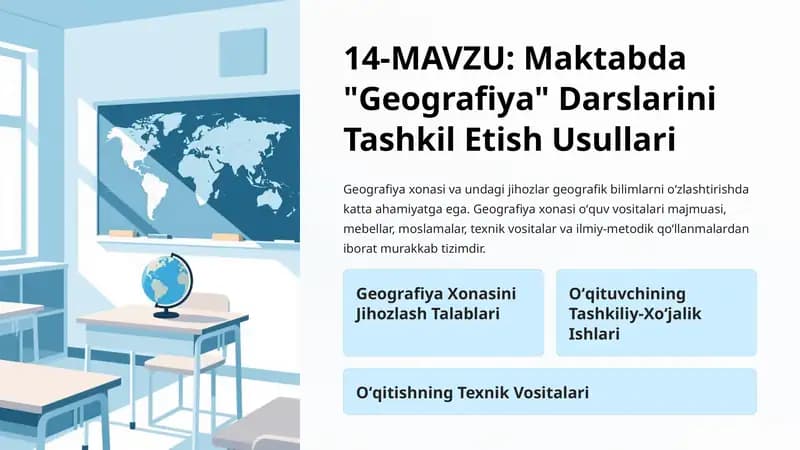 Geografiya Xonasini Jihozlash Talablari