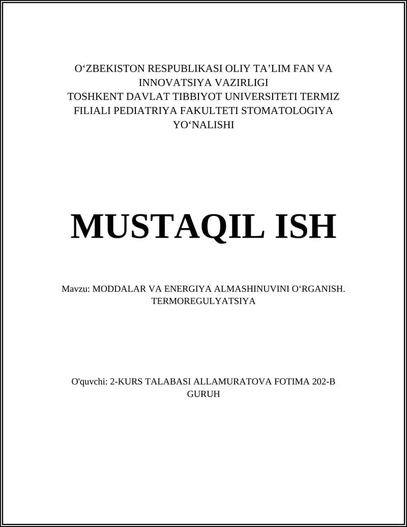 Moddalar va energiya almashinuvi