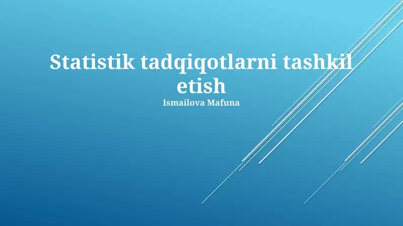 Statistik Tadqiqotlarni Tashkil Etish